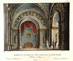 Isoletta's cabinet at Montolino Castle in Brittany. Scenography in 1829 of the opera Isoletta's cabinet at Montolino Castle in Brittany. Scenography in 1829 of the opera