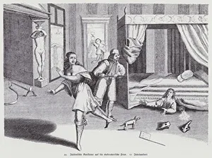 Italian cartoon on the adulterous wife, 17th Century (litho) Italian cartoon on the adulterous wife, 17th Century (litho)