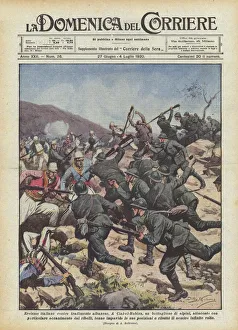 Italian heroism against Albanian betrayal (colour litho) Italian heroism against Albanian betrayal (colour litho)
