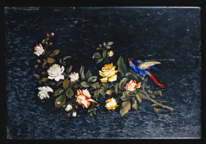 An Italian pietre dure inlaid black and white variegated marble table top (pietre dure) An Italian pietre dure inlaid black and white variegated marble table top (pietre dure)