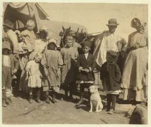 Itinerant cotton pickers leaving a farm near McKinney, Texas after picking a bale Itinerant cotton pickers leaving a farm near McKinney, Texas after picking a bale
