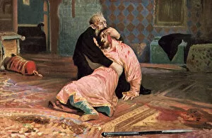 Ivan the Terrible and His Son Ivan on November 16, 1581 (colour litho)