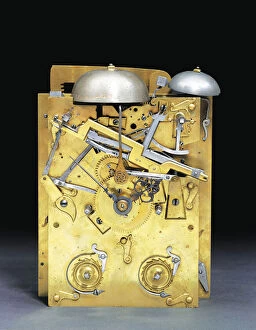 Detail of a James II mounted striking bracket clock with pull quarter repeat, no. 166, c
