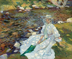 Jane Emmet de Glehn by a Stream, Val d'Aosta, (oil on canvas)