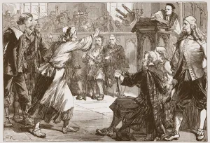 Janet Geddes flinging her stool at the Dean of Edinburgh Janet Geddes flinging her stool at the Dean of Edinburgh