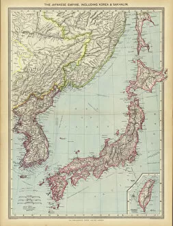 The Japanese Empire, including Korea and Sakhalin (colour litho)