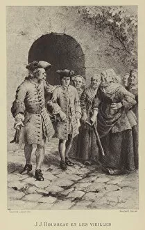 Jean-Jacques Rousseau with the old women (gravure)