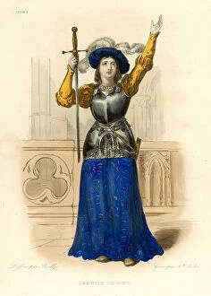 Jeanne d'Arc (coloured engraving)