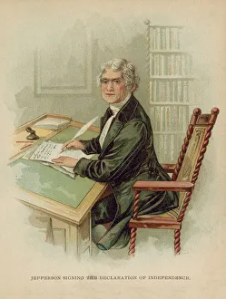 Jefferson signing the Declaration of Independence (chromolitho) Jefferson signing the Declaration of Independence (chromolitho)
