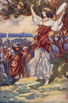 Jephthah's Daughter (colour litho)