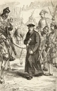 Jerome of Prague in chains on his way to prison, c.1865 (wood engraving) Jerome of Prague in chains on his way to prison, c.1865 (wood engraving)