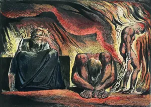 Jerusalem The Emanation of the Giant Albion; plate 51 Vala, Hyle and Skofeld, showing Jerusalem The Emanation of the Giant Albion; plate 51 Vala, Hyle and Skofeld, showing
