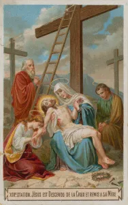 Jesus is taken down from the cross and restored to his mother Jesus is taken down from the cross and restored to his mother