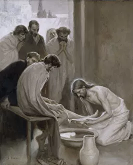 Scandinavia Collection: Jesus Washing the Feet of his Disciples, 1898 (oil and grisaille on paper)