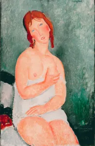 Jeune femme a la chemise - Peinture de Amedeo Modigliani (1884-1920), 1918 Jeune femme a la chemise - Peinture de Amedeo Modigliani (1884-1920), 1918