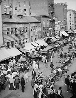 Neighbourhood Gallery: Jewish market on the East Side, New York, c.1890-1901 (b / w photo)