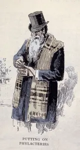 Jewish religion: an old Jewish man wearing the prayer lime (Talit or Tzitzit) Jewish religion: an old Jewish man wearing the prayer lime (Talit or Tzitzit)