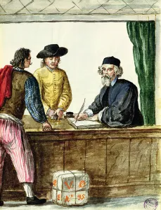 A Jewish Shopkeeper With Two Clients (w/c on paper) A Jewish Shopkeeper With Two Clients (w/c on paper)