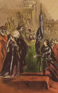 Joan of Arc addressing the King (colour litho) Joan of Arc addressing the King (colour litho)