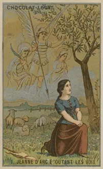 Joan of Arc listening to voices (chromolitho)