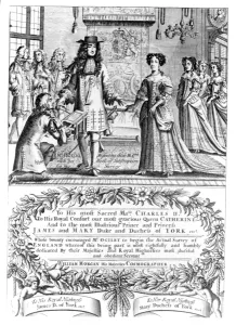 John Ogilby presenting his subscription list for 'Britannia' to the King and Queen John Ogilby presenting his subscription list for 'Britannia' to the King and Queen