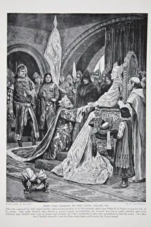 John pays homage to the Papal legate, 1213, illustration from Hutchinson' John pays homage to the Papal legate, 1213, illustration from Hutchinson'