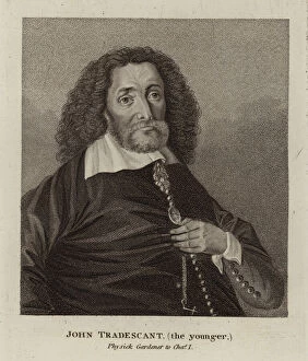 Charles I Of England Collection: John Tradescant the Younger, English botanist and gardener (engraving)