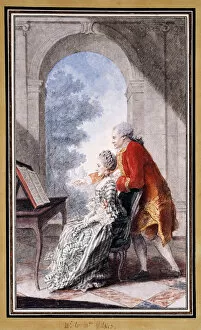Images Dated 19th June 2012: John Wilkes and Miss Gertrude Carmontelle, (black lead, red chalk, watercolour)