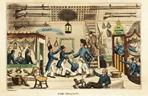 Johnny Newcome drinking grog in the cockpit with other middys (midshipmen), HMS Victory