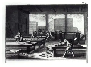 Joiners workshop, making coaches and sedan chairs, from Encyclopedia' Joiners workshop, making coaches and sedan chairs, from Encyclopedia'
