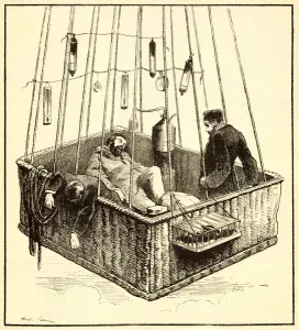 Joseph Croce-Spinelli, Henri Sivel, and Gaston Tissandier in the basket of the balloon Joseph Croce-Spinelli, Henri Sivel, and Gaston Tissandier in the basket of the balloon