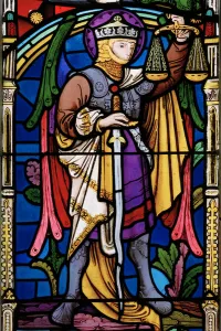 The Last Judgement, detail, The Weigher of Souls, 1863 (stained glass) The Last Judgement, detail, The Weigher of Souls, 1863 (stained glass)