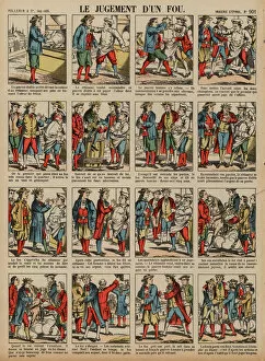 The judgement of a madman (coloured engraving)