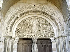 Last judgment, sculpted tympanum of the Cathedrale Saint Lazarus d'Autun Last judgment, sculpted tympanum of the Cathedrale Saint Lazarus d'Autun