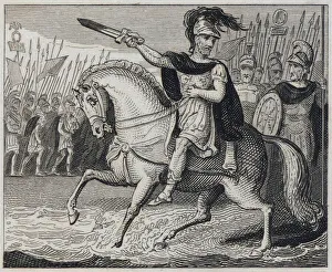 Julius Caesar crossing the Rubicon, 49 BC (engraving) Julius Caesar crossing the Rubicon, 49 BC (engraving)
