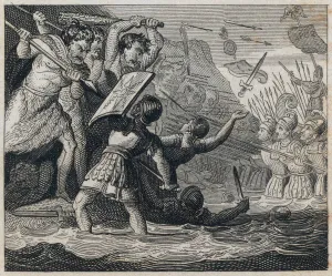 Julius Caesar landing in Britain, 55 BC (engraving) Julius Caesar landing in Britain, 55 BC (engraving)