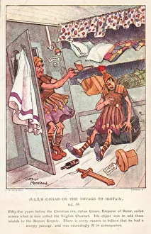 Julius Caesar on the voyage to Britain, 55 BC (colour litho) Julius Caesar on the voyage to Britain, 55 BC (colour litho)