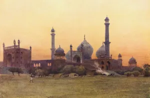 The Jumma Musjid, Delhi, at Sunset (colour litho) The Jumma Musjid, Delhi, at Sunset (colour litho)