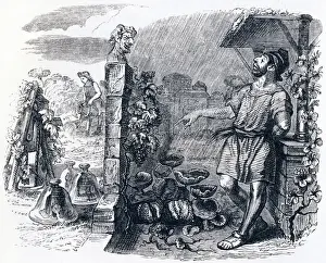 Jupiter et le metayer - Fables by La Fontaine, 19th century (engraving) Jupiter et le metayer - Fables by La Fontaine, 19th century (engraving)