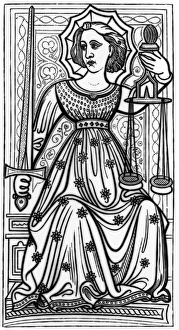 Justice, after a tarot card from the Gringonneur pack (engraving) Justice, after a tarot card from the Gringonneur pack (engraving)
