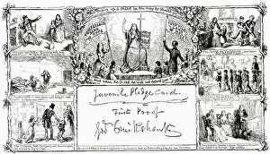 Cruikshank Gallery: Juvenile Pledge Card. Facsimilie of first proof by George Cruikshank