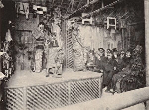 Kampong or Southeast Asian village depicted at the Exposition Universelle, Paris, France, 1889 (b/w photo)