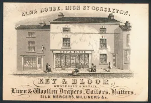 Key and Bloor, wholesale and retail linen and woollen drapers, tailors, hatters, silk mercers, milliners (engraving) Key and Bloor, wholesale and retail linen and woollen drapers, tailors, hatters, silk mercers, milliners (engraving)