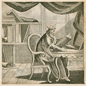 King Alfred the Great at his studies, 9th Century (engraving) King Alfred the Great at his studies, 9th Century (engraving)