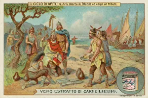 King Arthur receives tribute in Ireland (chromolitho) King Arthur receives tribute in Ireland (chromolitho)