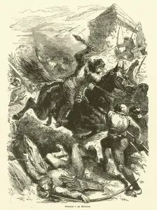 Boys Own Gallery: King Edward I at the siege of Berwick (engraving)