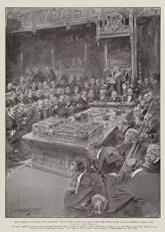 King Edward VII and his First Parliament, the Speaker reading the Message from the Crown in the House of Commons King Edward VII and his First Parliament, the Speaker reading the Message from the Crown in the House of Commons