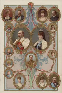 King Edward VII, Queen Alexandra and their children and grandchildren (colour litho) King Edward VII, Queen Alexandra and their children and grandchildren (colour litho)