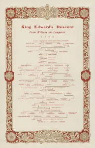 King Edward VII's descent from William the Conqueror (colour litho) King Edward VII's descent from William the Conqueror (colour litho)