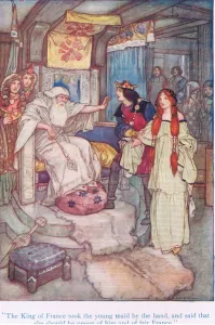 The king of France took the young maid by the hand, and said that she should be queen of The king of France took the young maid by the hand, and said that she should be queen of